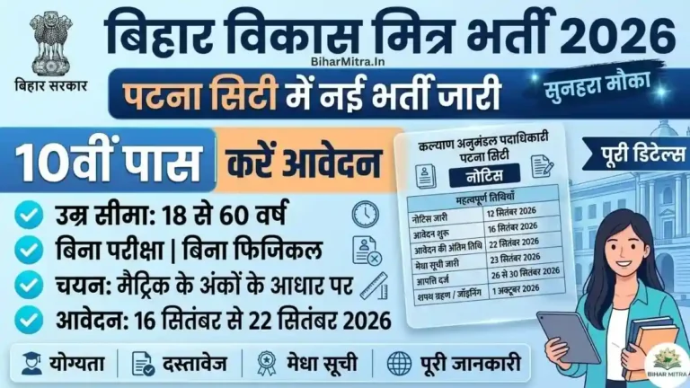 Bihar Patna City Vikas Mitra Vacancy 2026
